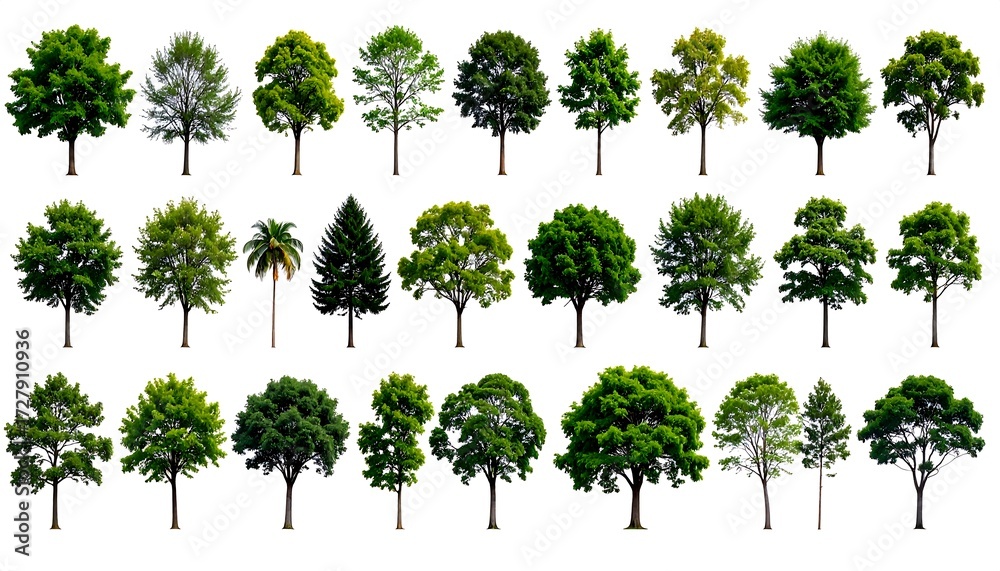 Fototapeta premium Collection of trees on white background