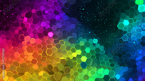 Rainbow colored hexagon background