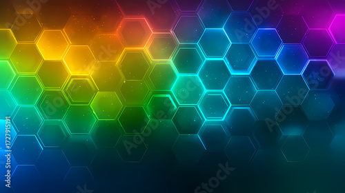 Rainbow colored hexagon pattern background