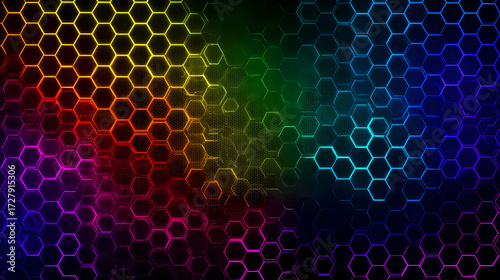 Rainbow colored honeycomb pattern background