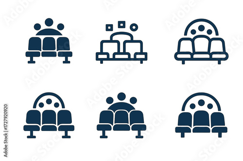 Creative Stadium Logos. stadium seats. Set Logo of stadium seats: fan section. harmonious logo variations of the same emblematic concept, each with different