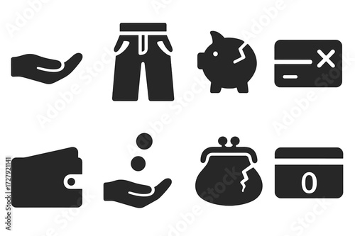 Personal Finance Icons. graphic of Geometric Buck head silhouette looking staight at you created with triangles and parallelograms, bold stylized vector