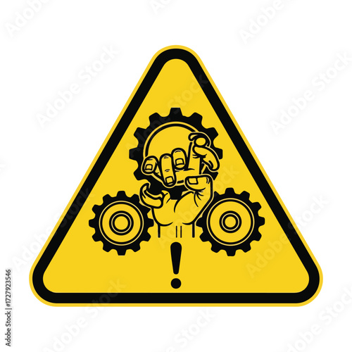 Hand Entanglement Hazard Warning Sign with Gears.