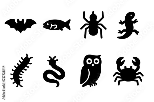 Cave Wildlife Icons.