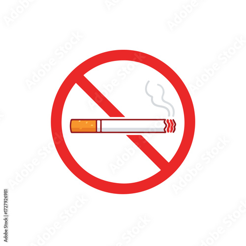 No Smoking Sign Vector Illustration Isolated on White Background.