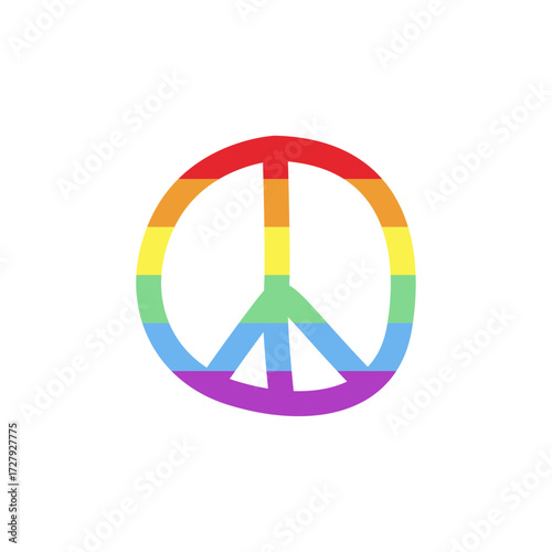 Rainbow Peace Symbol Isolated on White Background - Signifying Harmony, Love and Unity