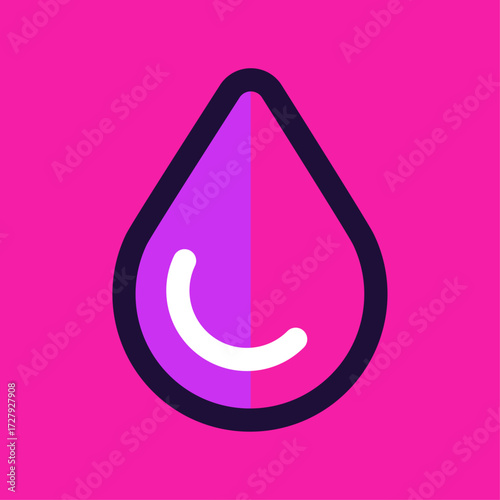 Abstract Droplet Icon with Smiling Face on Pink Background