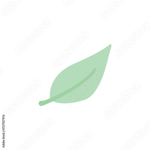 Simple Green Leaf Illustration Icon for Nature and Eco-Friendly Concepts