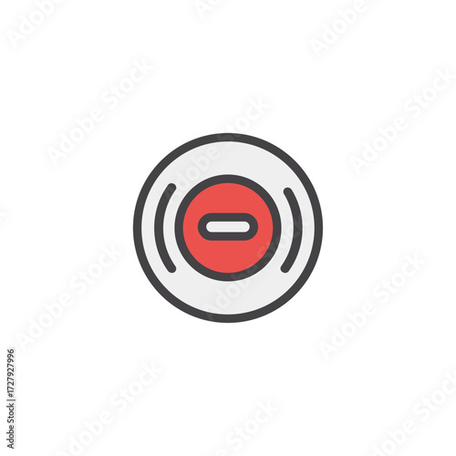 Simple Round Icon with Minus Symbol and Sound Waves