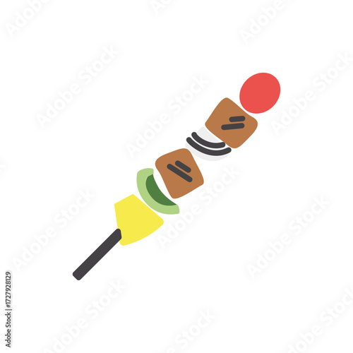 Delicious Skewer with Meat and Vegetables, Food Illustration