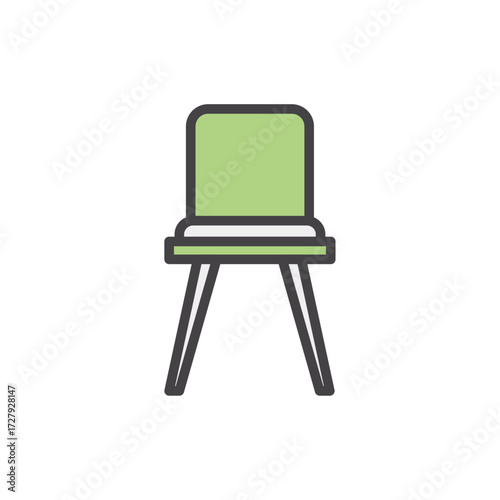 Minimalist green chair filled outline icon for web and graphic design
