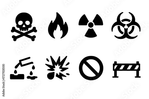 Hazardous Waste Icons.