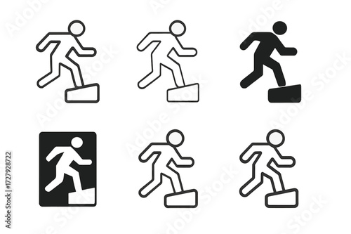 Everyday Struggles Emblems. Documenting everyday struggles and challenges. Set Logo of documenting everyday struggles and challenges: Stumbling block icon.