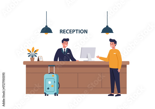 A Modern Hotel Reception Area with Staff Welcoming Guests