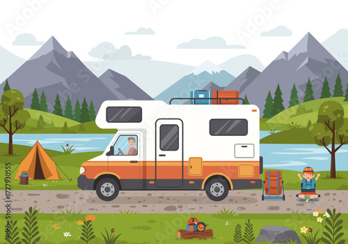 Road Trip Vacation with a Camper Van and Camping