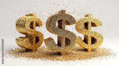 Gold 3D Coins with Dollar Sign Financial Illustration on Transparent Background