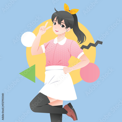 Hand drawn anime kawaii illustration