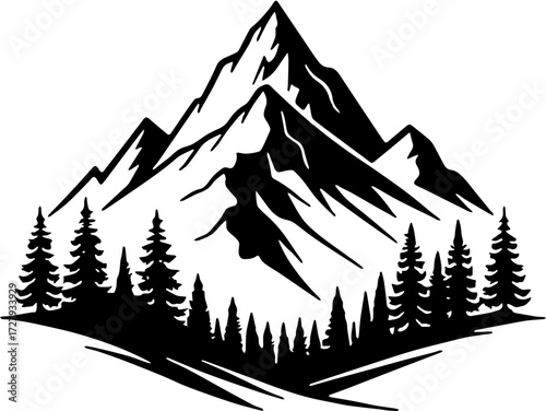 White and black icon mountain 