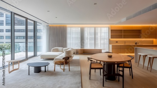 Wallpaper Mural Modern Minimalist Apartment Interior Design Open Plan Living Room Kitchen Torontodigital.ca