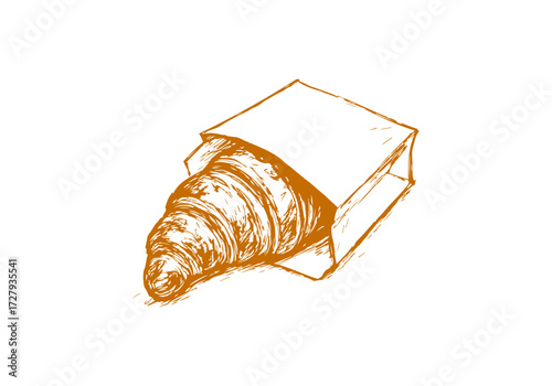 Croissant hand drawn sketch vector illustration