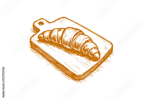 Croissant hand drawn sketch vector illustration
