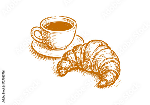 Croissant hand drawn sketch vector illustration
