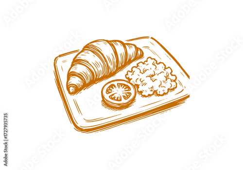 Croissant hand drawn sketch vector illustration