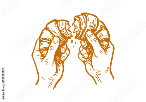 Croissant hand drawn sketch vector illustration