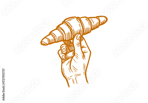 Croissant hand drawn sketch vector illustration