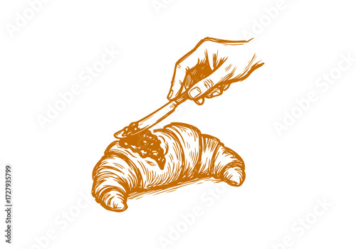 Croissant hand drawn sketch vector illustration
