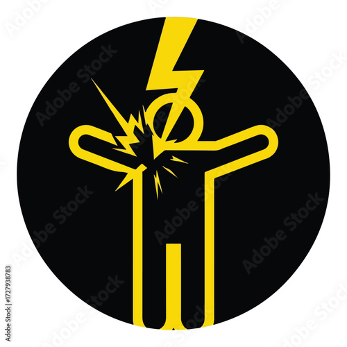 Electric Shock Hazard Warning Symbol Icon.
