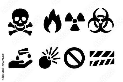 Hazardous Waste Icons.