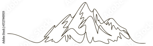Abstract mountain range continuous line drawing peak line art