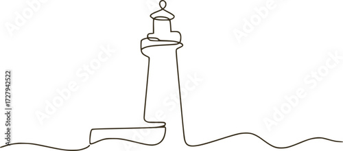 Minimalist line drawing of a coastal lighthouse maritime beacon
