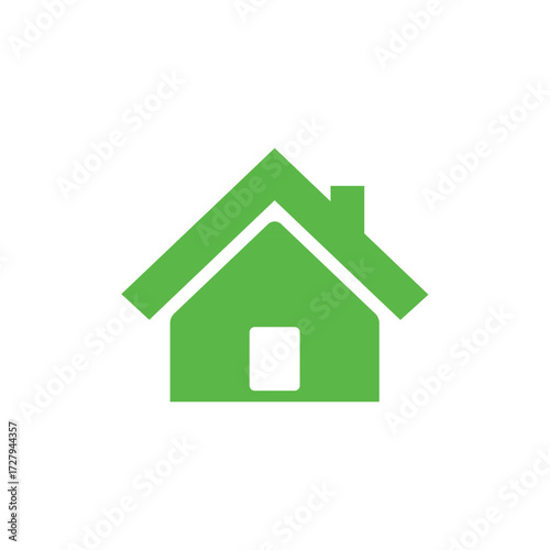 Simple Green House Icon: Home Sweet Home, Eco-Friendly Design, Minimalist Style, Positive Vibe.