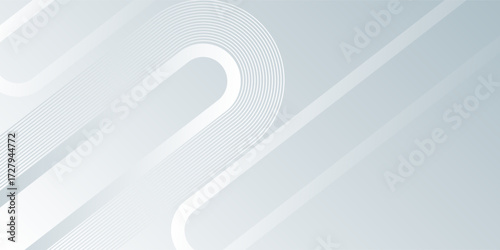 White Minimal Abstract Background. Modern shiny white diagonal rounded lines pattern. Vector illustration