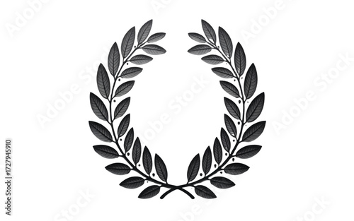 A classic laurel wreath emblem, symbolizing victory, achievement, and honor, rendered in a dark, sophisticated tone on a clean white background