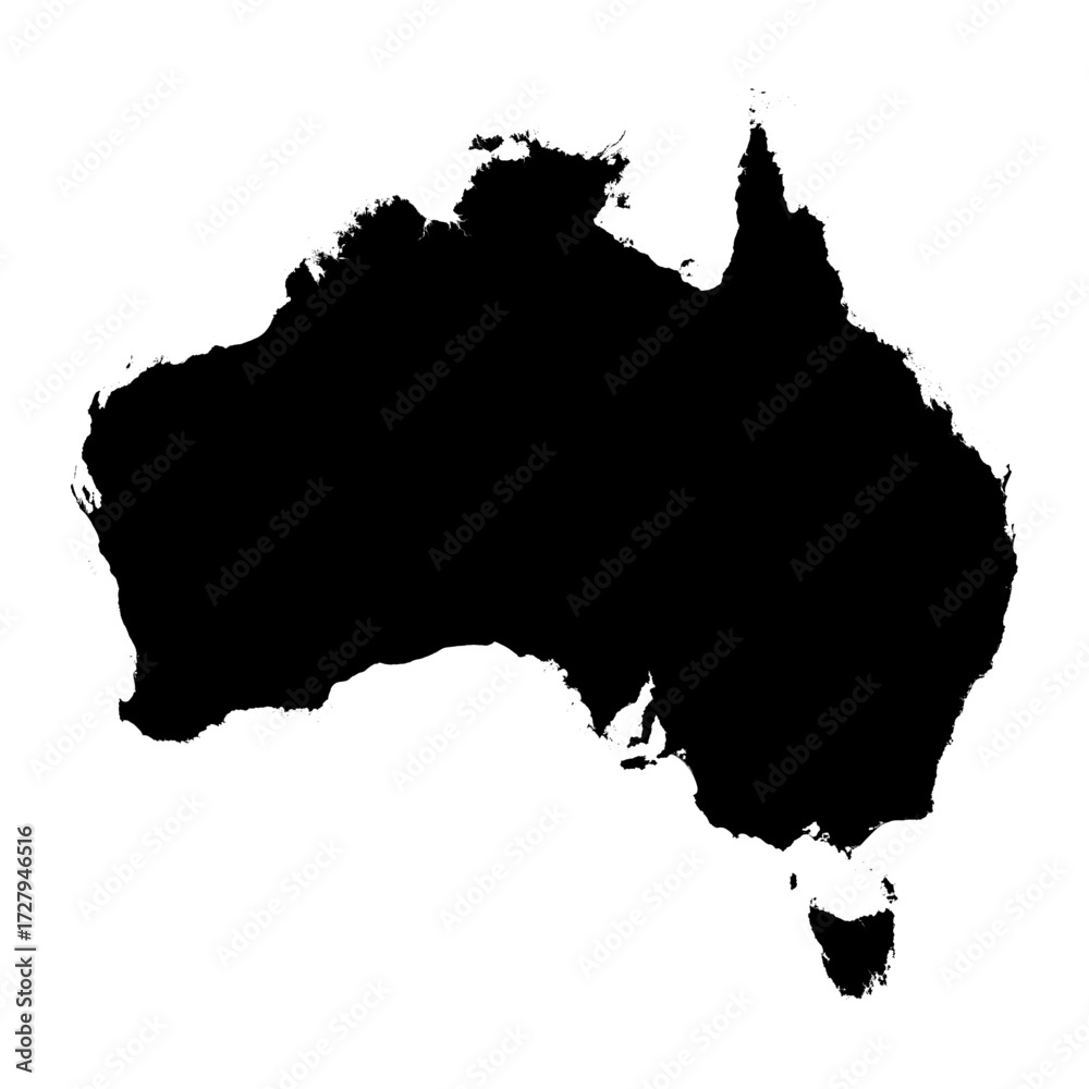 Obraz premium Editable black vector silhouette of the country of Australia.