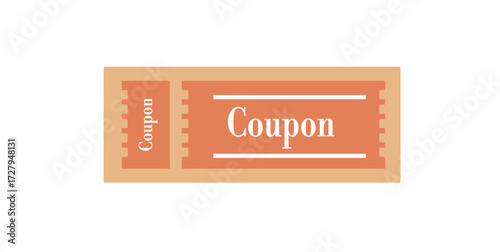 Flat design illustration of a colored coupon with "Coupon" text, perfect for discount, offer, or sale concepts.