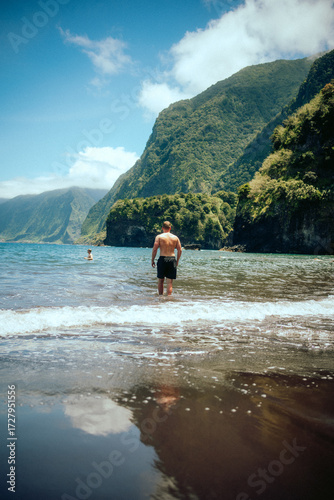 man on the beach at madeira
