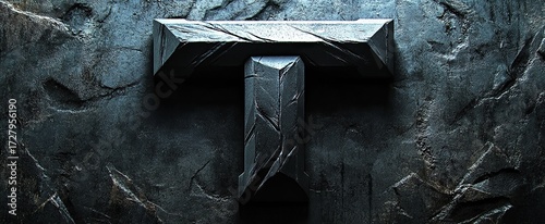 A stone textured, chiseled 