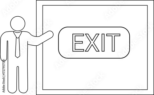 sketch of presentation person icon and exit button icon