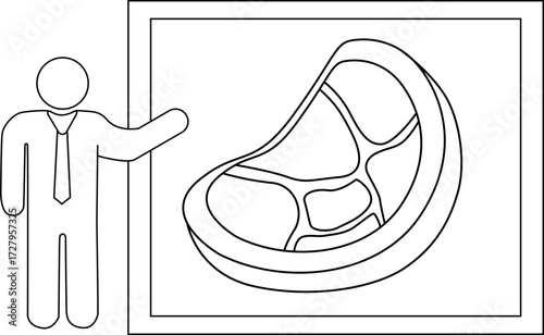 sketch of presentation person icon and meat icon