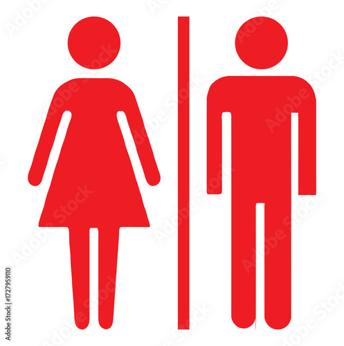 Red gender neutral restroom icons.