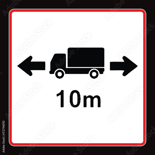 Truck Width Restriction Sign 10 m vector illustration..