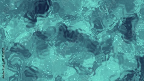 Swirling teal liquid texture with varying shades creates a dynamic glossy and somewhat abstract composition