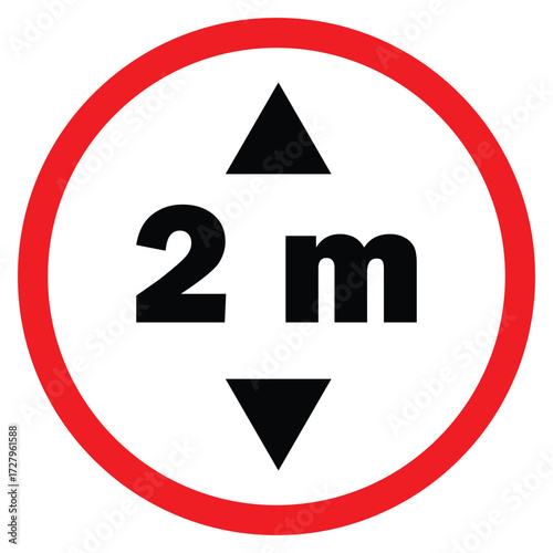 Circular Road Sign Indicating Height Limit of 2 Meters.