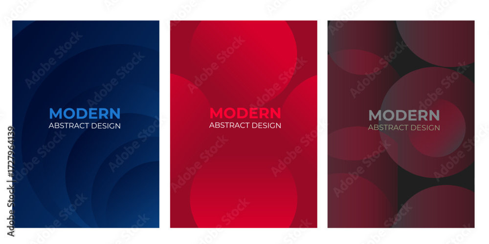 Fototapeta premium Abstract background set with modern design, vibrant colors, and dynamic geometric circle shapes for covers.