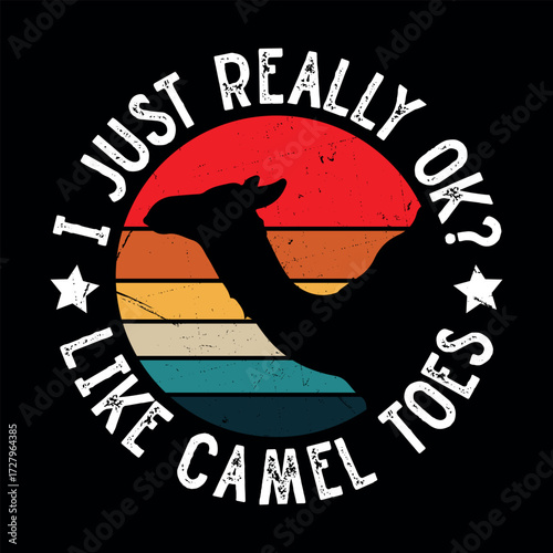 Funny Camel Retro Vintage Sunset Camel T-shirt Design