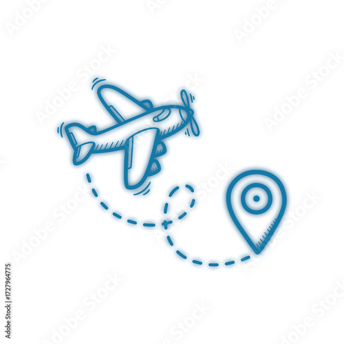 Dreaming of travel airplane flies toward destination icon for your next adventure